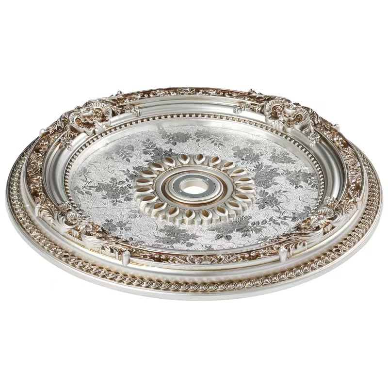 KIOMIMI 24.4 inch Decorative Ceiling Medallion for light fixtures, Silver and Gold Finish