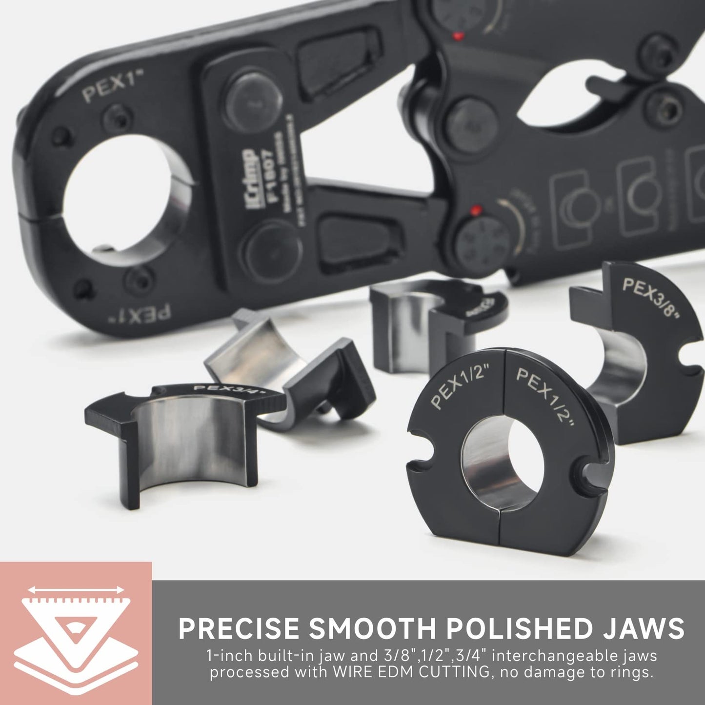 iCrimp Pex Pipe Crimping Tool kit for 3/8,1/2,3/4,1-inch Copper Ring with Free Gauge&Pex Pipe Cutter -Meet ASTM F1807 and Portable