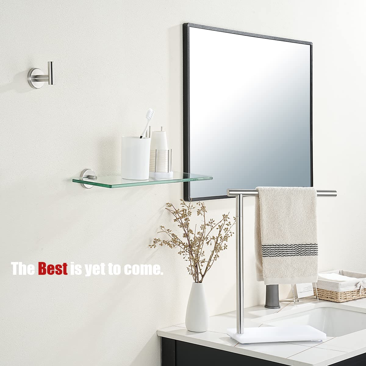 JQK Bathroom Glass Shelf, TGS101L16-BN