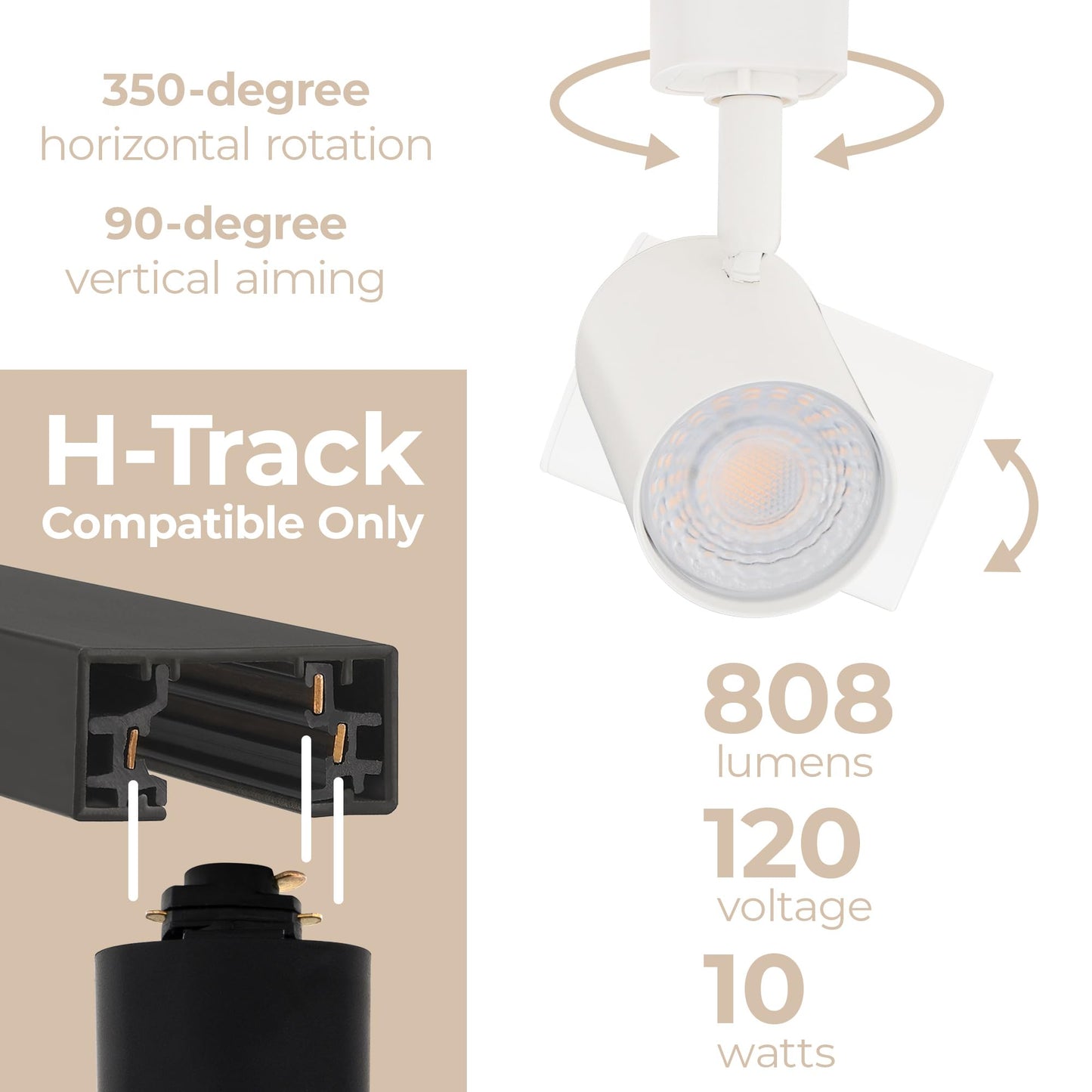 East Grove Amped 3-Light 48in LED Track Lighting Kit, 3000K Warm White, Field Cuttable, 4ft Track with Heads & End Caps, White