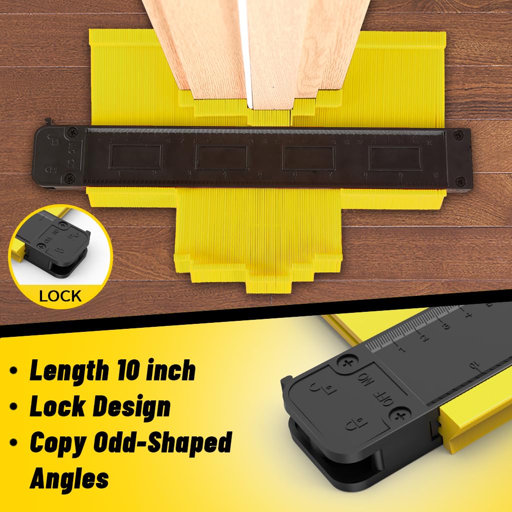 NAACOO Laminate & Vinyl Flooring Installation Kit – Tapping Block, 10” Contour Gauge, Pull Bar, 2-in-1 Spacers, Double-Faced Mallet