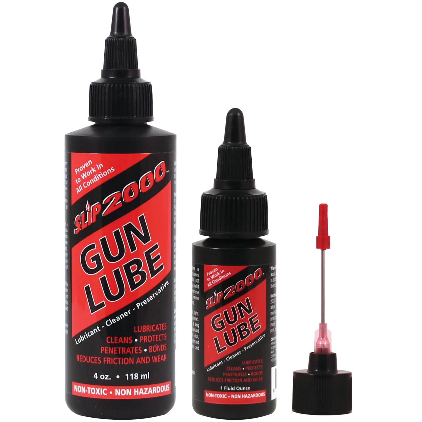 Slip 2000 Gun Lube Buddy Pack, 4oz & 1oz Squeeze Bottles with Needle Tip, 100% Synthetic CLP for All Firearms Performance