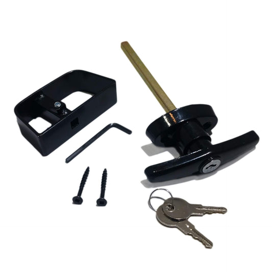 Shed Door T-Handle Lock Kit - Includes 2 Keys, Screws, Allen Wrench, 4-1/2" Stem, Shed & Barn Door Locks (Black)