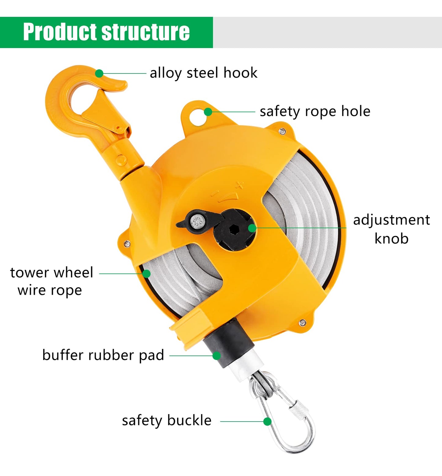 YJINGRUI Retractable Spring Balancer 3~5kg(6.6~11lbs) Hanging Tool Spring Balancer Balancer Retractor 1.5m Wire Rope Hanging Holding Equipment