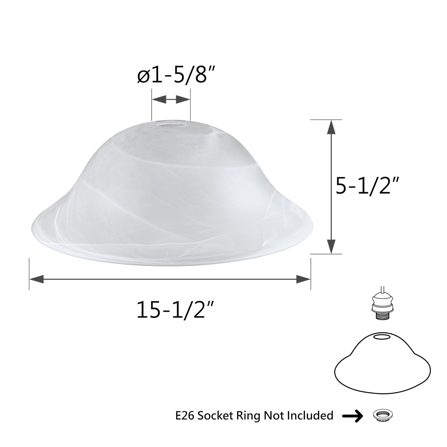 Aspen Creative 23140-11 Etched Alabaster Glass Shade for Medium Base Torchiere, Swag & Pendant Lamps, 15.5" Dia x 5.5" H, 1 Pack