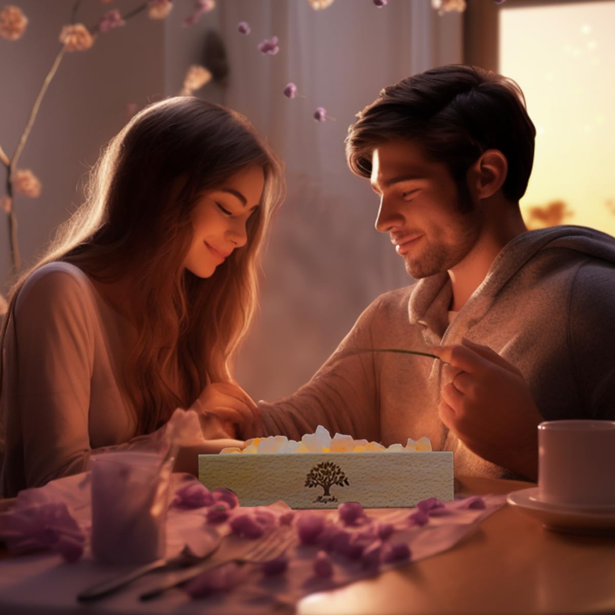 mlynkl Himalayan Salt Lamp Diffuser, 300g Pink Salt with Wooden Base, USB Powered Warm Light for Aromatherapy, Relaxation, Meditation, Home Décor, Gift