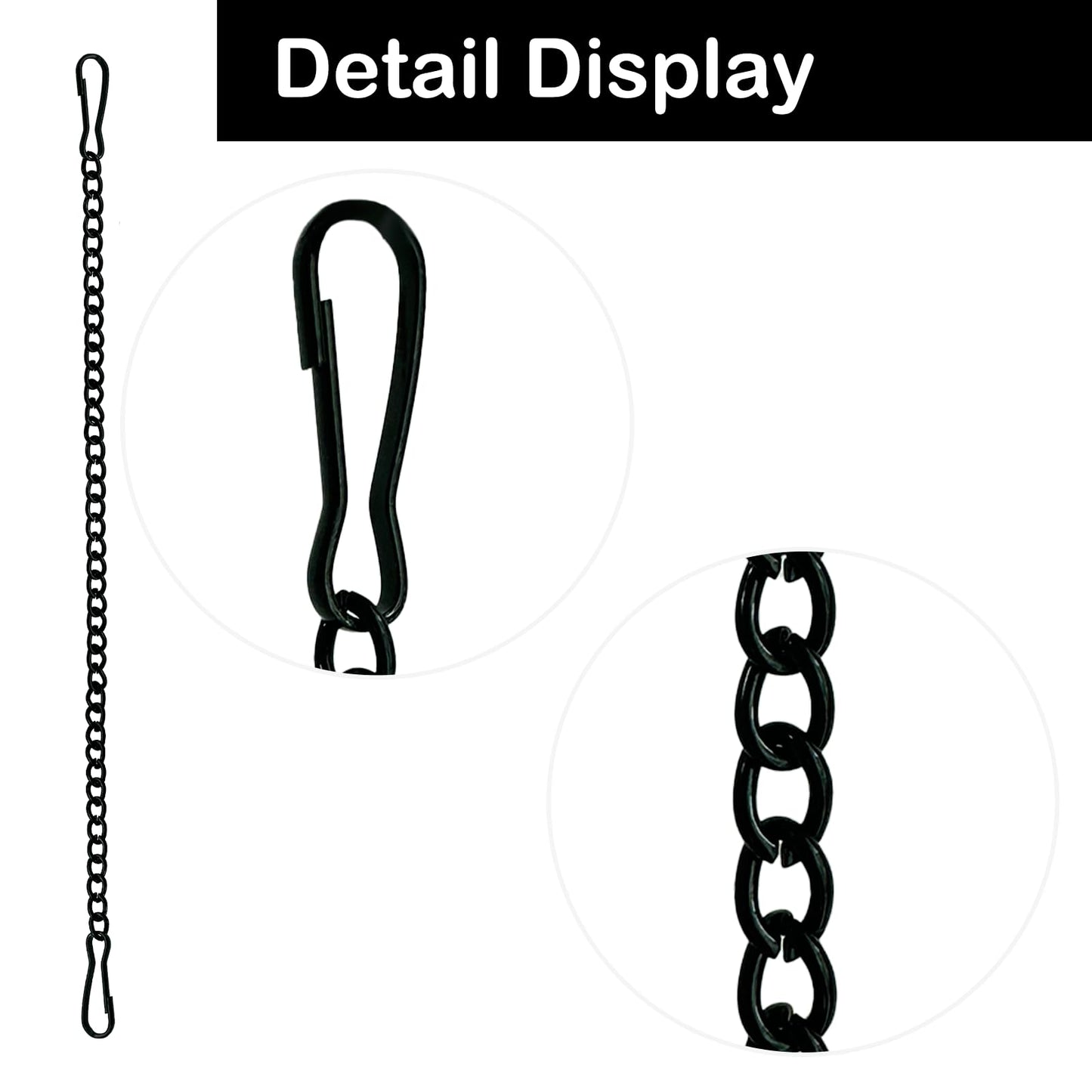 6 Pcs 20 Inch Stained Glass Window Hanging Chain - Black Hanging Chain, Window Art Decor, Patio Garden Outdoor Decorative Hangings Glass Panels Chains