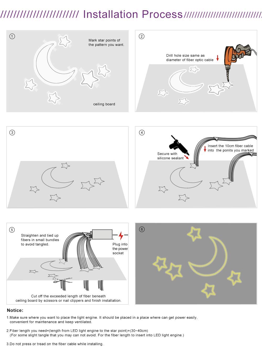 AZIMOM 20W Bluetooth Fiber Optic Star Ceiling Light Kit, 1100 Strands 13.1ft, RGBW, Sound Sync, Remote, Home & Car Decor