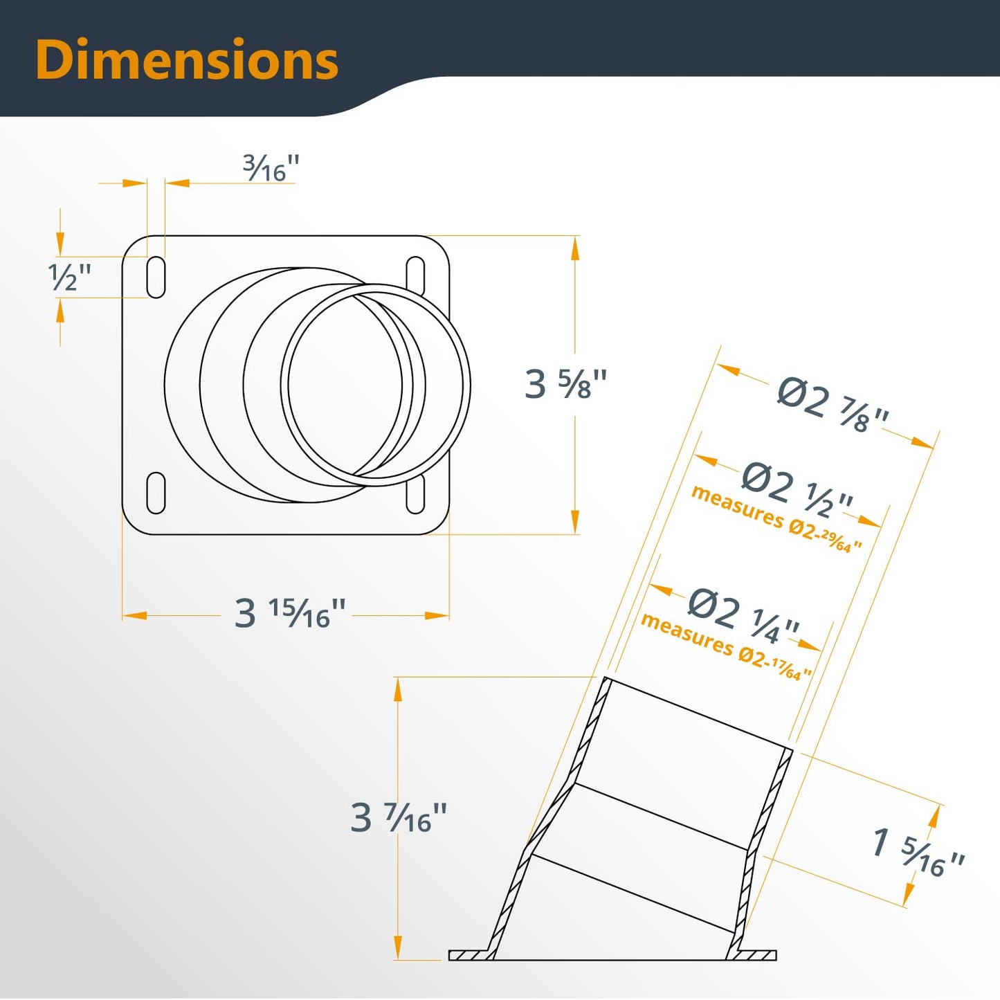 POWERTEC 70124 Universal Dust Port, 2-1/2"