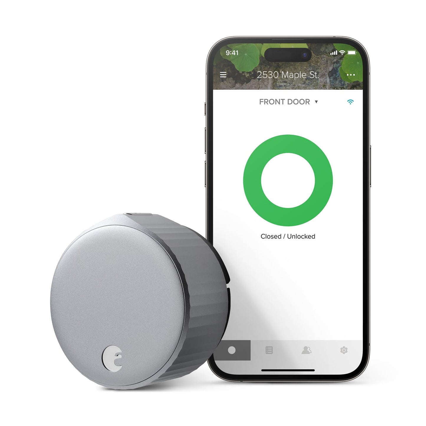 August Home, Silver Wi-Fi Connected Smart Keyless Entry Door Lock, Electronic Door Lock Fits Your Existing Deadbolt in Minutes, ‎ ‎AUG-SL05-M01-S01