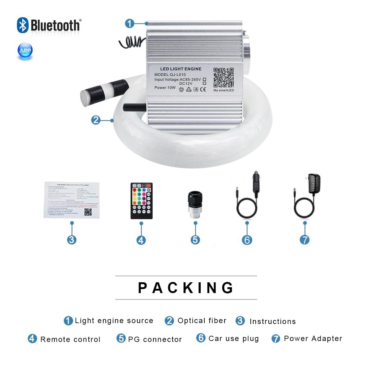 AKEPO Upgraded RGBW Fiber Optic Star Ceiling Light Kit, 10W Twinkle & Music Sync, 450 Strands, RF Remote, Car/Home App Control