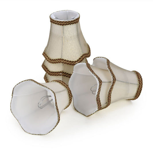 Fuloon Clip on Chandelier Lamp Shades, 3.14x5.51x4.72 in, Small Sconce Shades for Candelabra Bulbs, European/French Country Style(6 Pack, Golden)