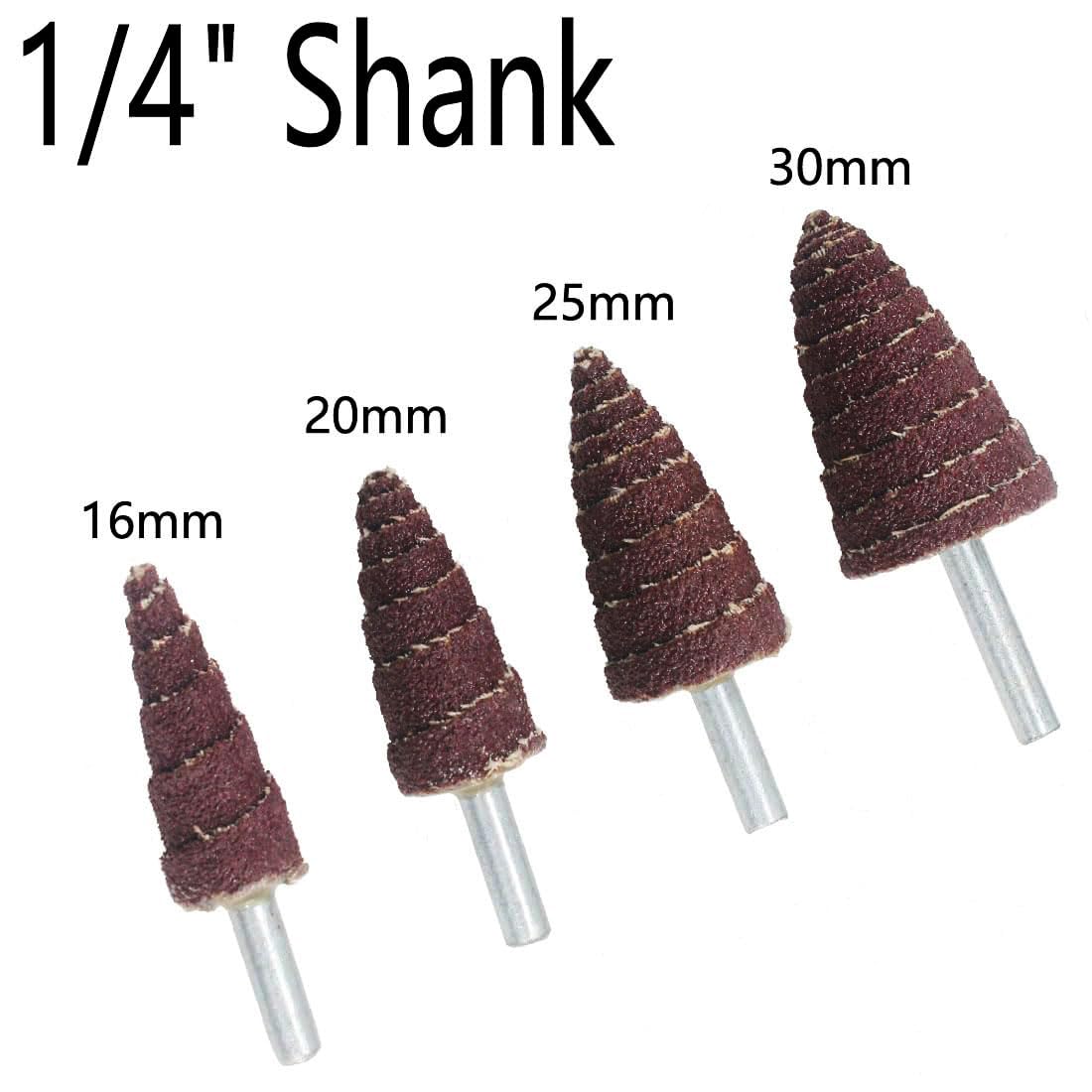 JUNLIXN 20 Pcs 1/4" Shank 80 Grit Cone Shape Abrasive Sandpaper Bits Flap Wheels Sander Grinding Head for Rotary Tool for Grinding and Polishing