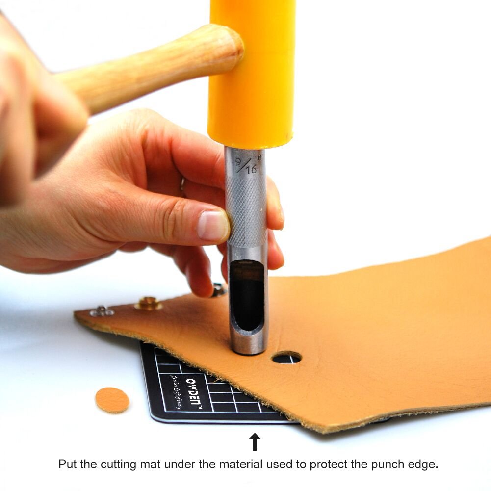 OWDEN 12Piece Leather Hole Punch Set with a Free Cutting mat,Leather Tool,Hollow Punch Set, Round Hole Punch Set,for Cutting of Soft Material