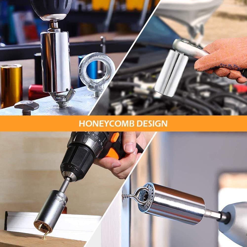 Flexible Drill Bit Extension & Universal Socket Wrench Set, 105° Right Angle Drill Attachment, 1/4–1/2" Socket Adapters, Bit Kit