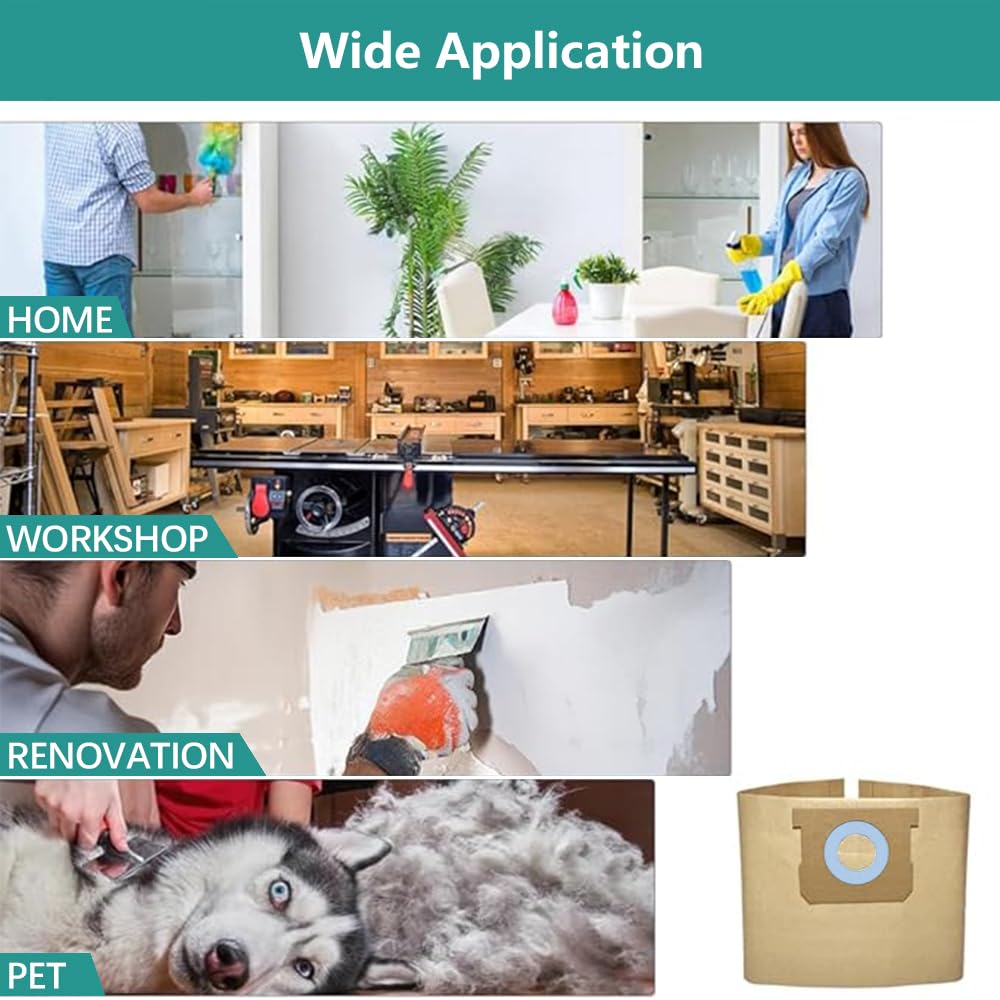 12 Pack DXVA19-4104 Disposable Filter Bags for DEWALT 5 to 8 Gallon Wet/Dry Vacuum Replace Part # For DEWALT DXVA19-4104