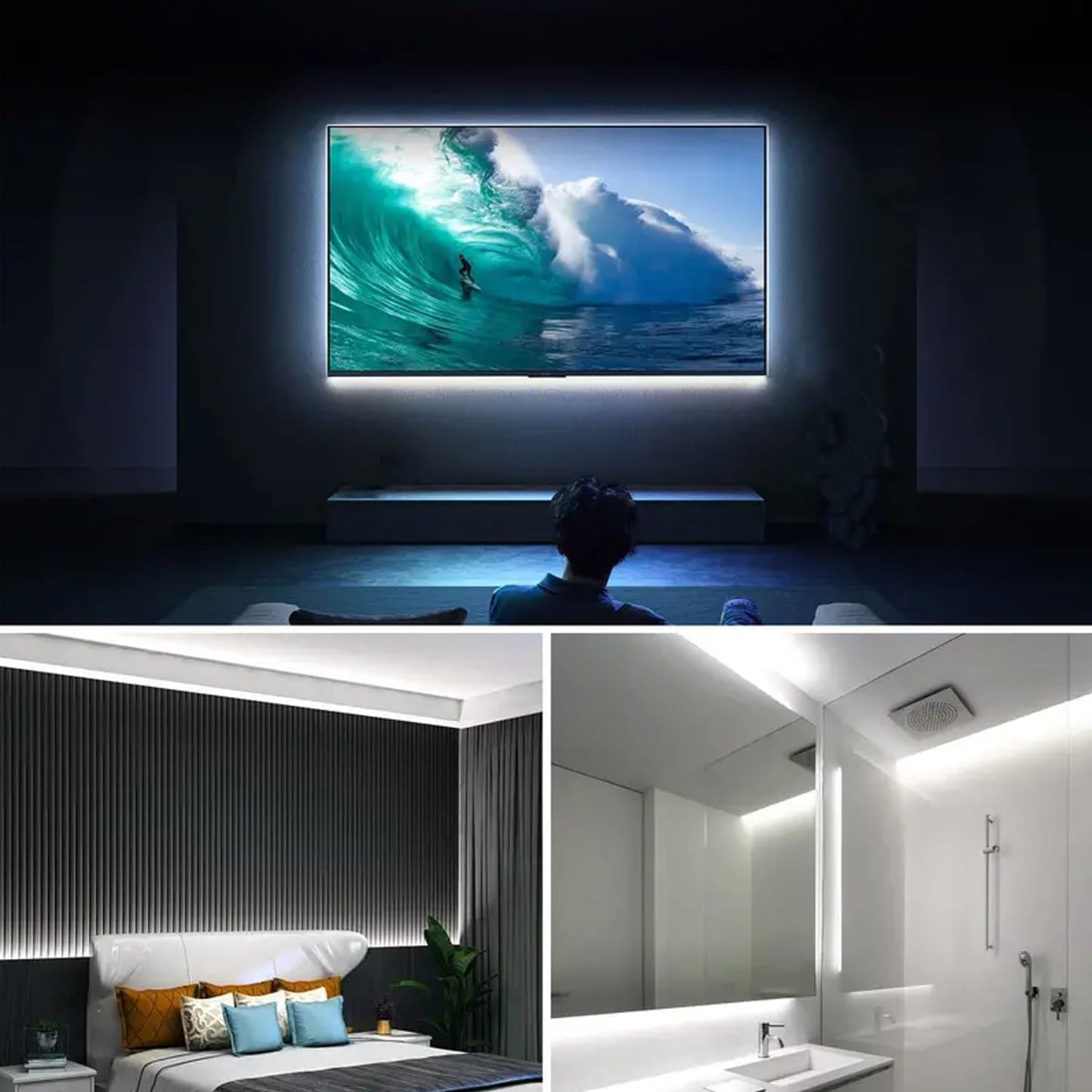 ZSLAIFU 5V USB COB LED Strip Light, 3.28ft White LED for TV, Cabinet, Kitchen, Living Room, Shelves, Display Lighting