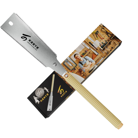 KERYE Japanese Pull Saw 9.5 Inch Ryoba Hand Saw, Double Edge 10/17 TPI, Replaceable Blade, Sharp Lightweight Woodworking Tool KY01