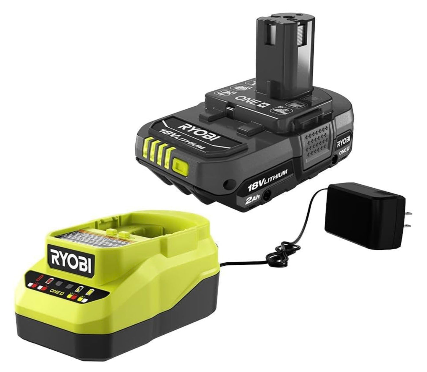 Ryobi One+ 18v Lithium Ion 2.0ah Battery and Charger Kit, Extreme Weather Performance Fast Charging Under 1 hour