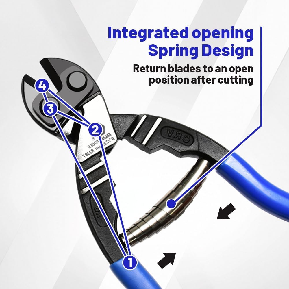 9-Inch Mini Bolt Cutters Heavy Duty – CR-V Steel, Spring-Loaded, Soft Grip Lock Cutter for Wires, Chains, Screws & Hardware
