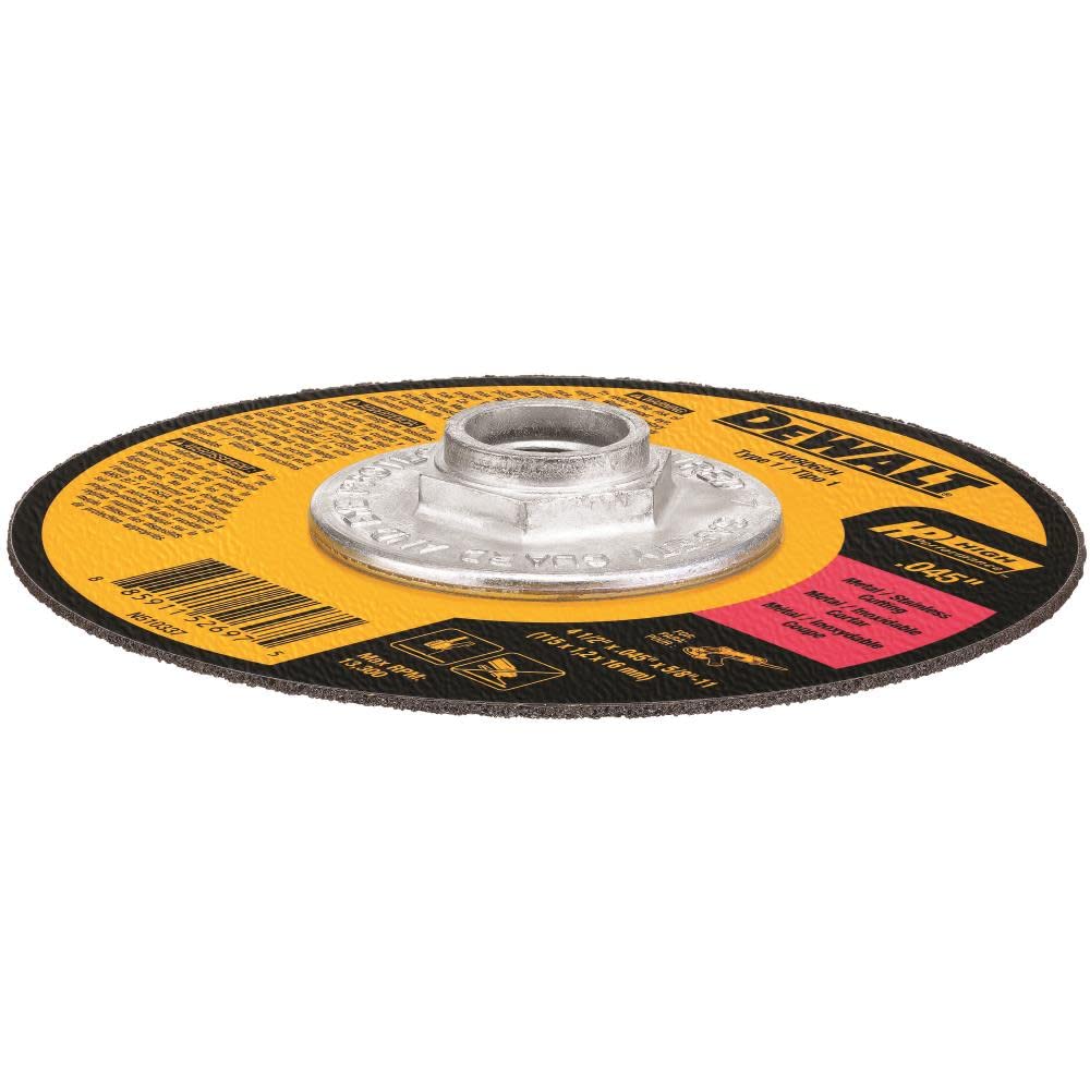 DEWALT DW8062H 4-1/2" X .045" X 5/8"-11 HP Type 1 Cutting Wheel