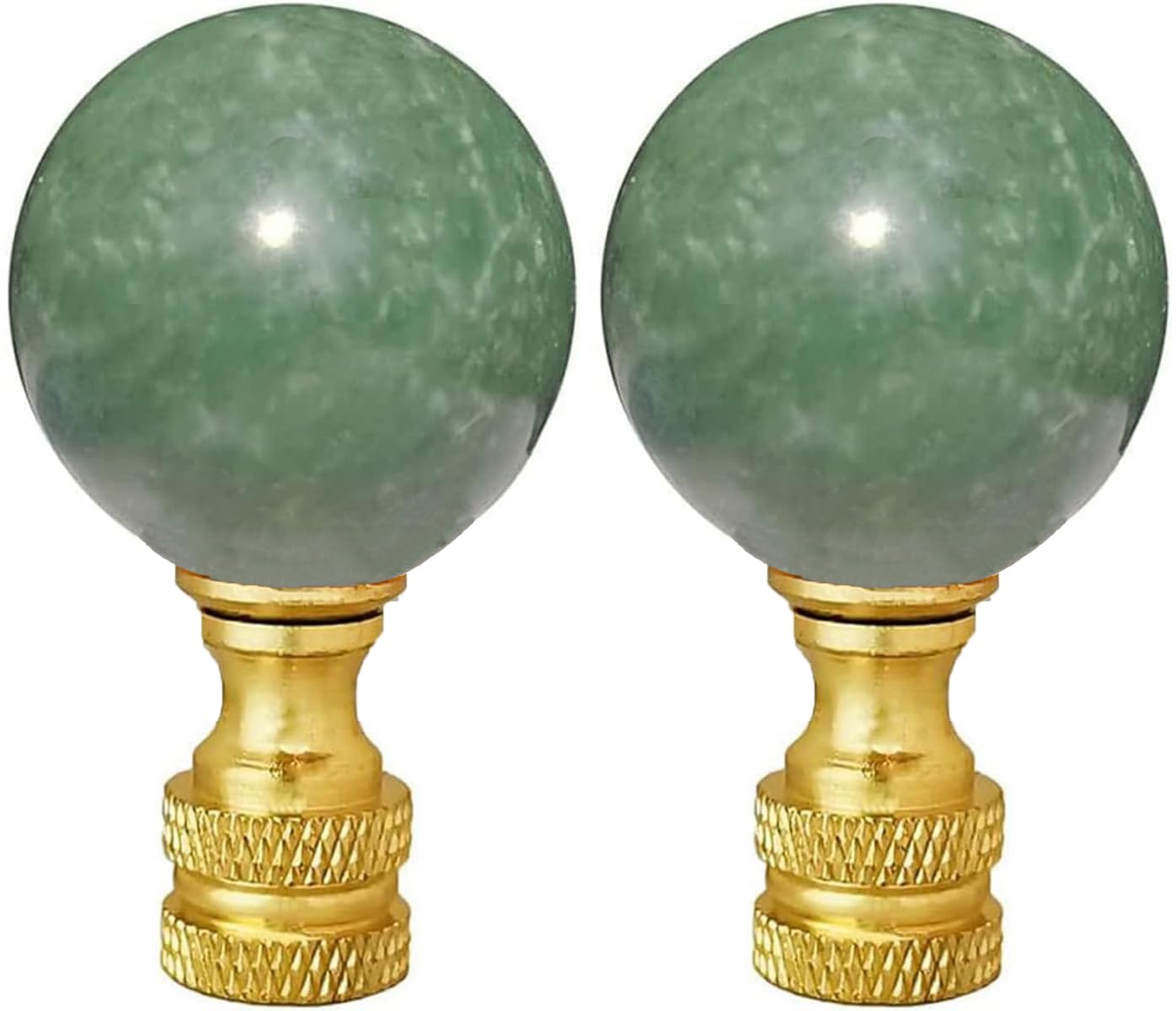 Hyamass 2Pcs Green Natural Stone Shaped Lamp Finial 2 Inch Lamp Shade Finial Decoration Accessories with Polished Brass Base