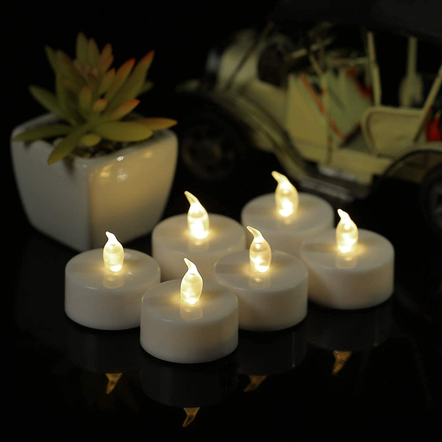 Boakboary Flameless Tea Light Candles, 24-Pack LED Votive, Flickering Battery-Operated, 200-Hour Long-Lasting Warm White for Decor