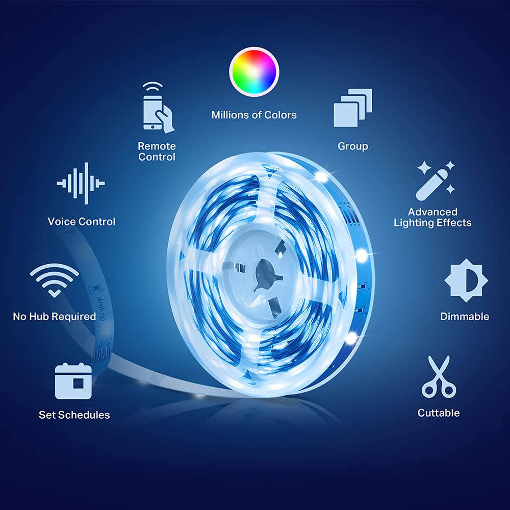 Kasa Smart LED Light Strip 16.4ft, WiFi RGB with 16M Colors, Alexa & Google Home Compatible, Adjustable Length, High Brightness, KL400L5