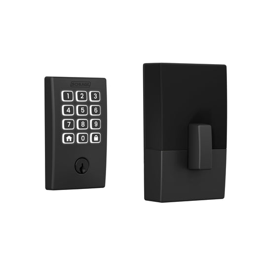 Schlage Arrive WiFi Deadbolt Smart Lock, Keyless Entry Door Lock with Century Trim, Matte Black, Compatible with Alexa and Google, BE459WB CEN 622