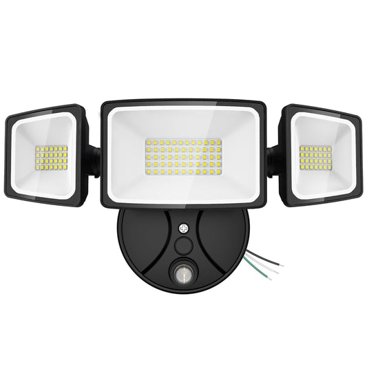 Onforu 70W LED Dusk-to-Dawn Flood Light, 7000LM, 3 Adjustable Heads, IP65 Waterproof, 6500K Outdoor Security Light for Yard & Garage