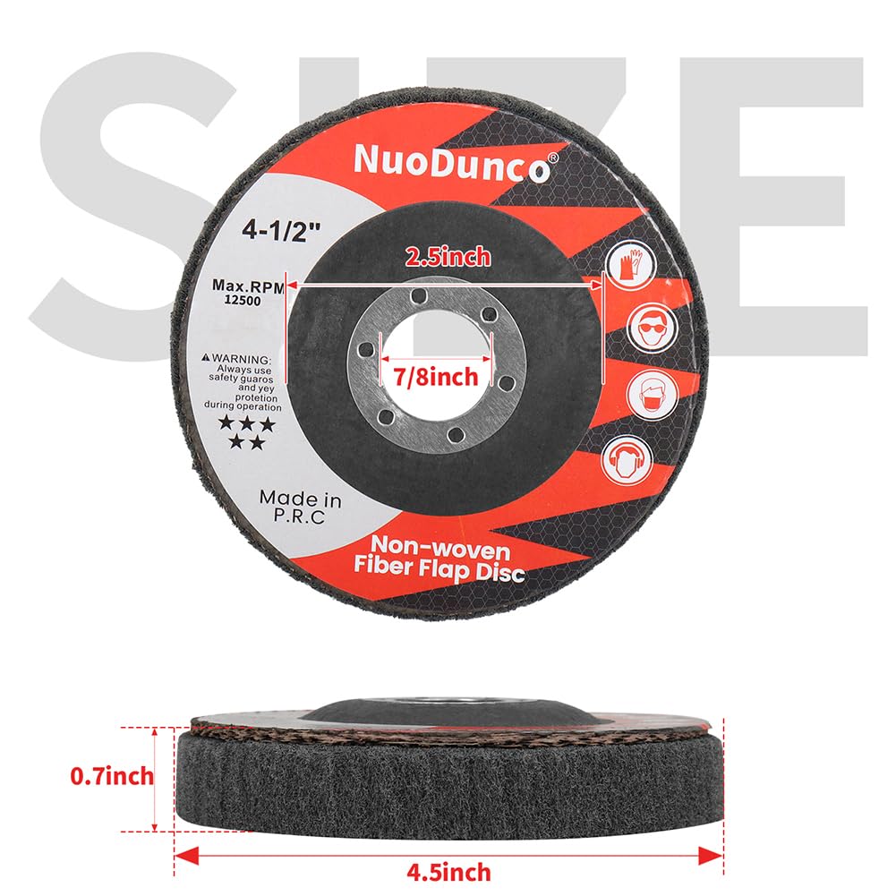 NuoDunco 15-Piece Scour Flap Disc Set, 4-1/2" Angle Grinder Pads, 180/320/600 Grit for Metal & Wood Polishing, Rust & Paint Removal