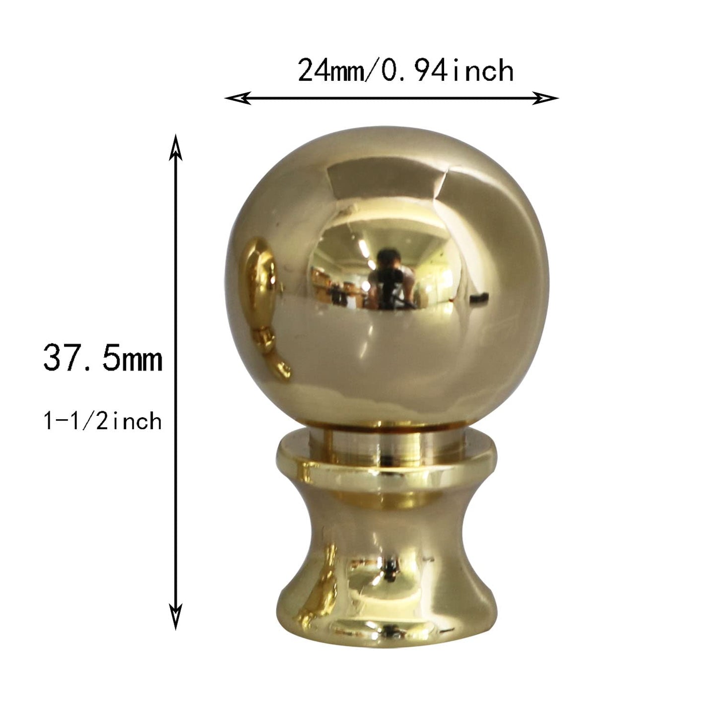 DGBRSM 2PCS 1-1/2 Inch Lamp Finial Small Spherical Lamp Finishes for Lampshades, Polished Brass