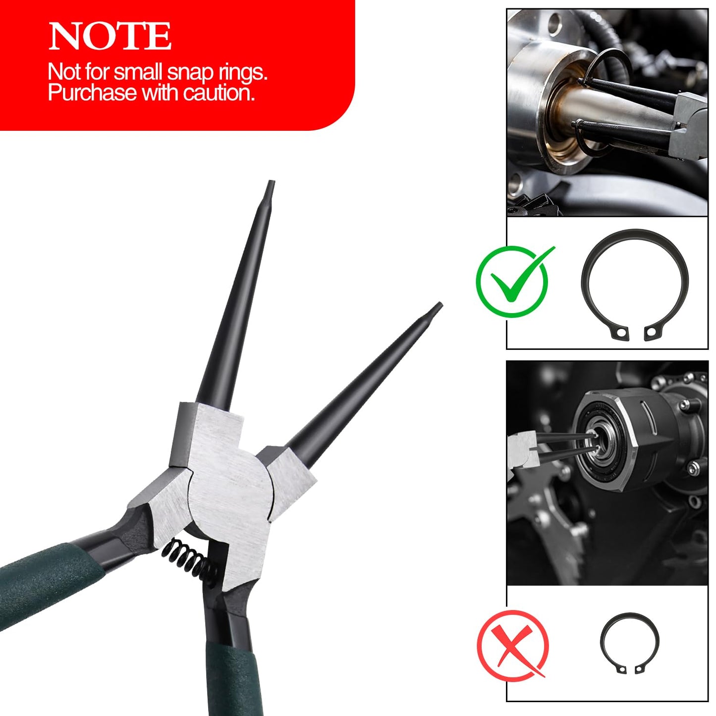 LFSEMINI 4-Piece Snap Ring Pliers Set, 7" Internal & External Circlip Pliers with Straight/Bent Jaws, Spring-Loaded Heavy-Duty Tool Kit