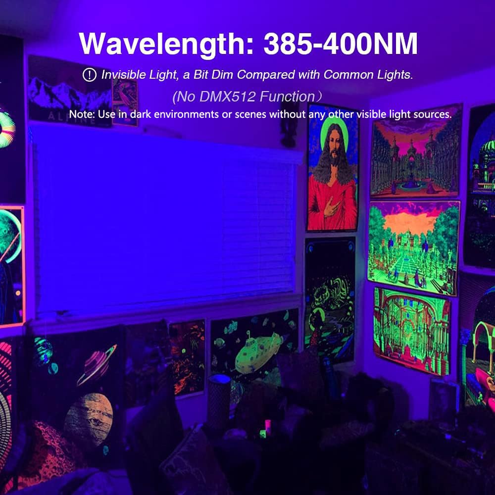 Onforu 2-Pack 60W LED Black Lights, Plug-In Blacklight Flood Lights, IP66 Waterproof UV Lights for Party, Halloween, Glow Decor