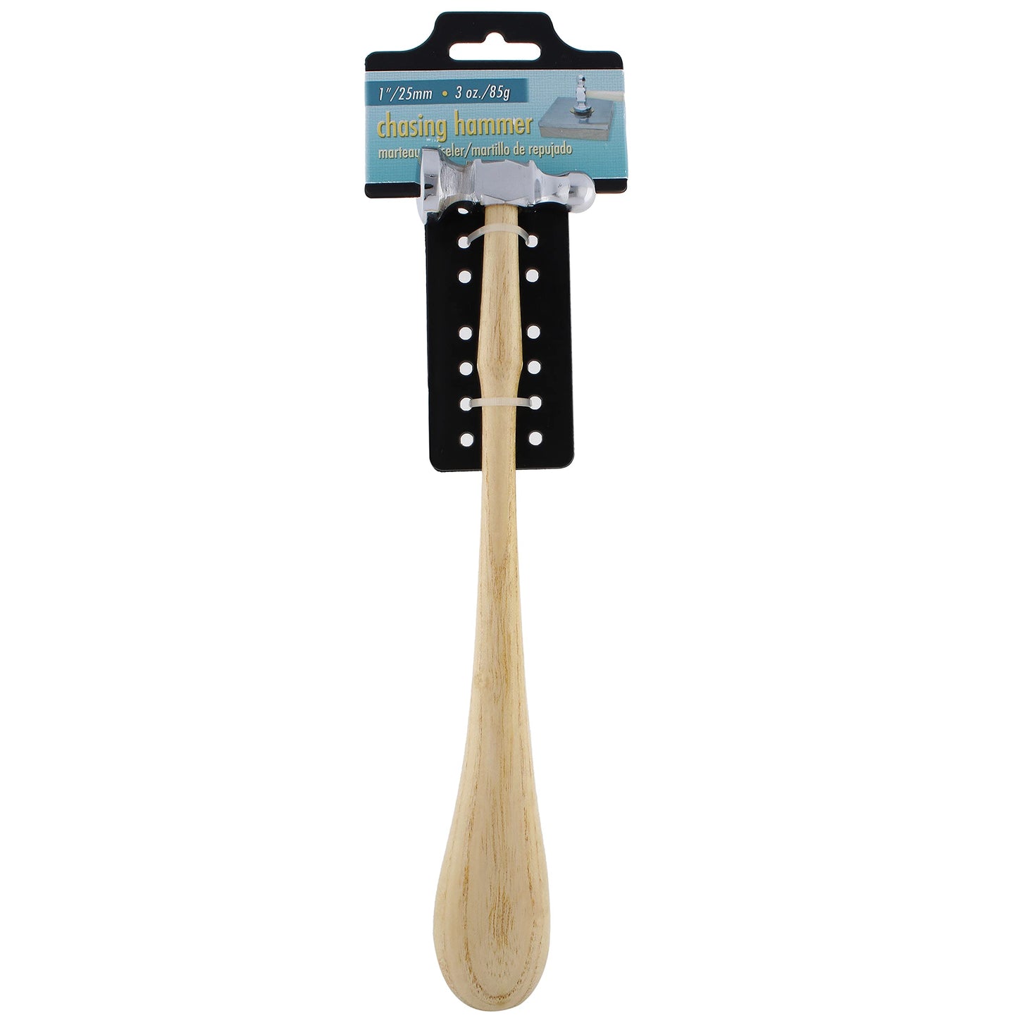 The Beadsmith Two-Sided Chasing Hammer, 11.5" Wooden Handle, 2.25" Steel Head with 14mm Ball Pein & 25mm Domed Face for Metalwork