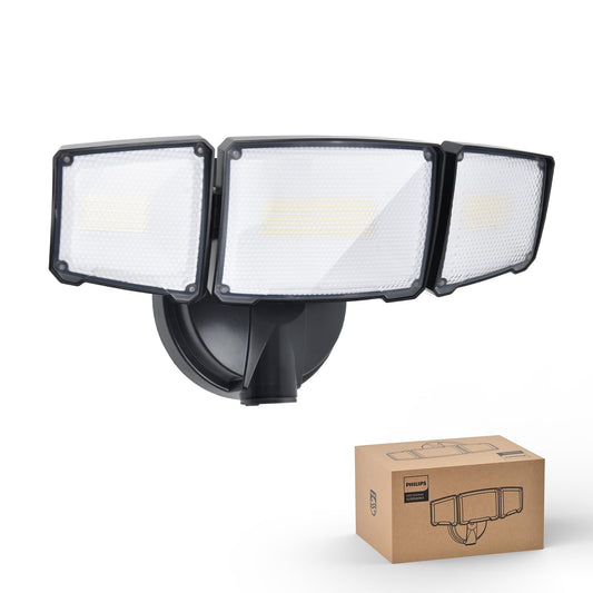 Philips 72W 7400LM LED Outdoor Flood Light, 3 Adjustable Heads, Switch Controlled, Waterproof Aluminum Security Light, 5000K Daylight