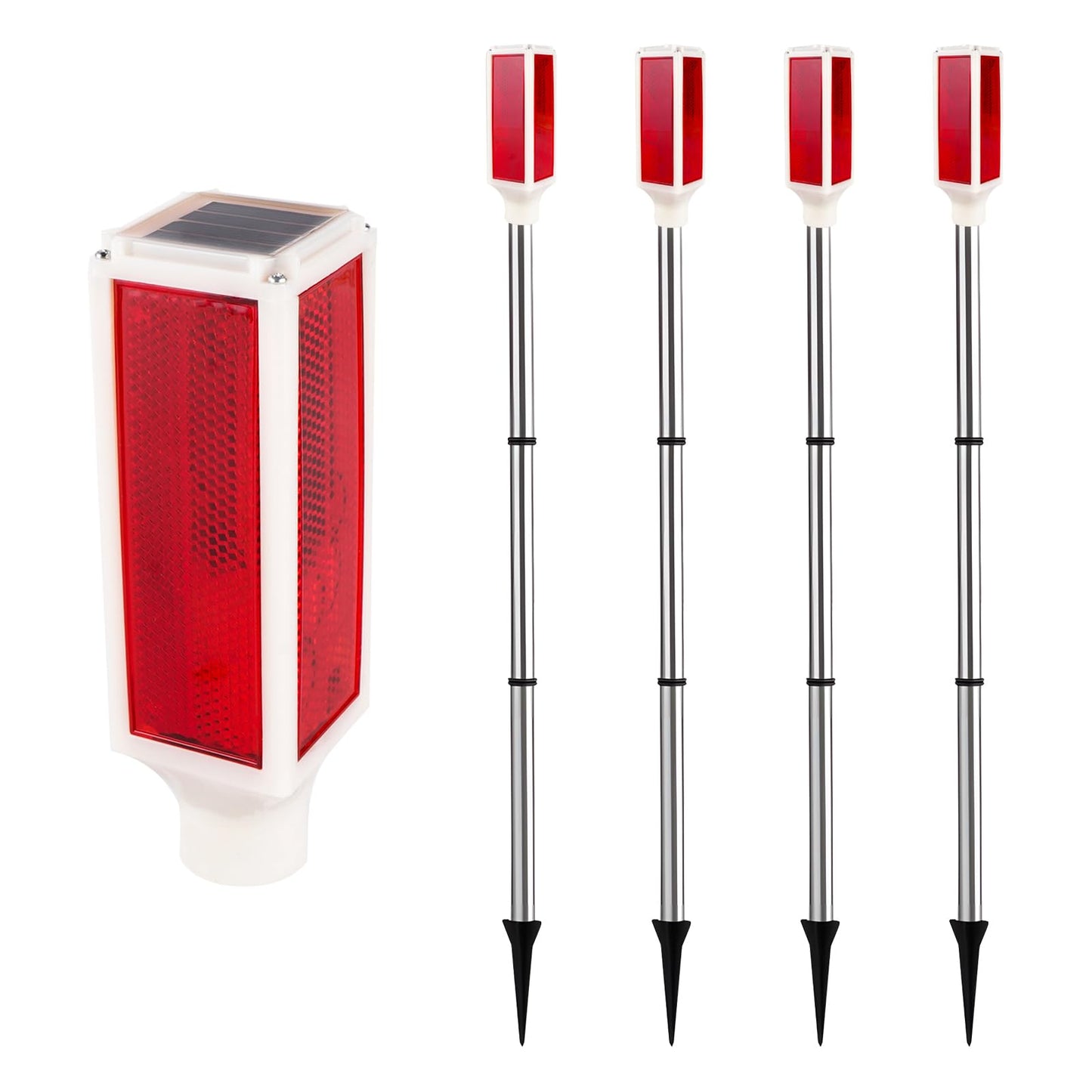 Aolyty Solar LED Driveway Marker Lights, 30" Waterproof Reflective Warning Flash Light, 2 Modes for Yard, Road, Parking Safety