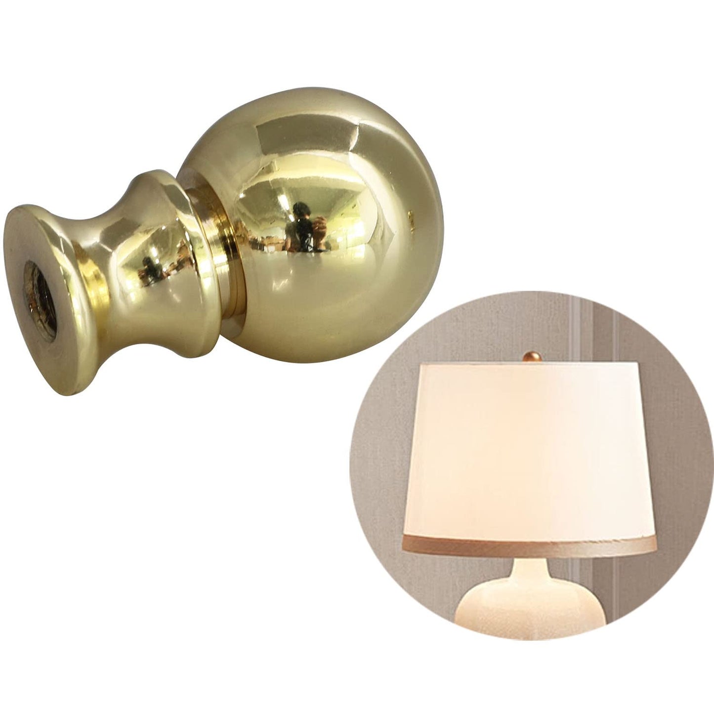 DGBRSM 2PCS 1-1/2 Inch Lamp Finial Small Spherical Lamp Finishes for Lampshades, Polished Brass