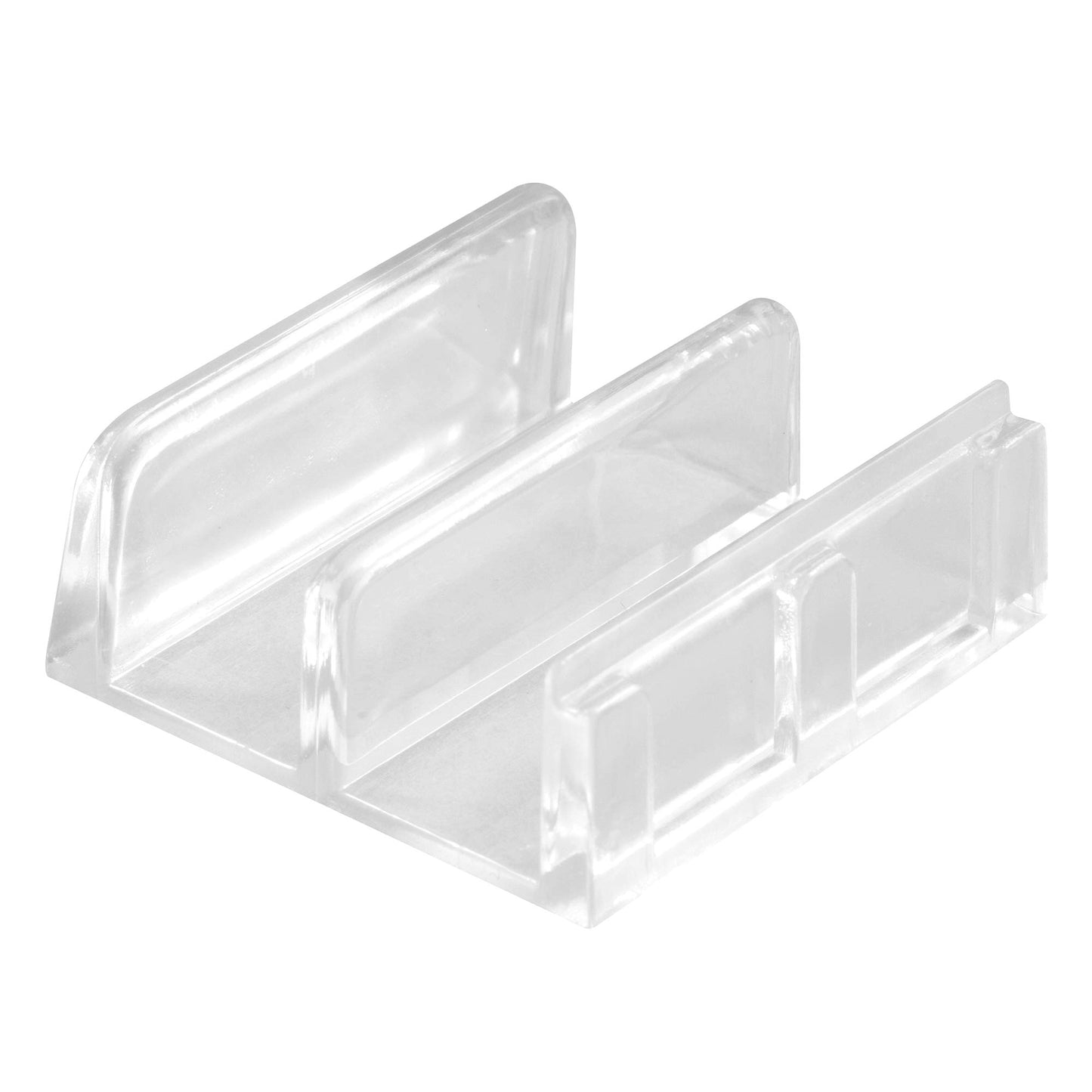 Prime-Line M 6059 Sliding Shower Door Bottom Guide, 1/2 In. Channels, Plastic Construction, Clear, Adhesive Backing (2 Pack)