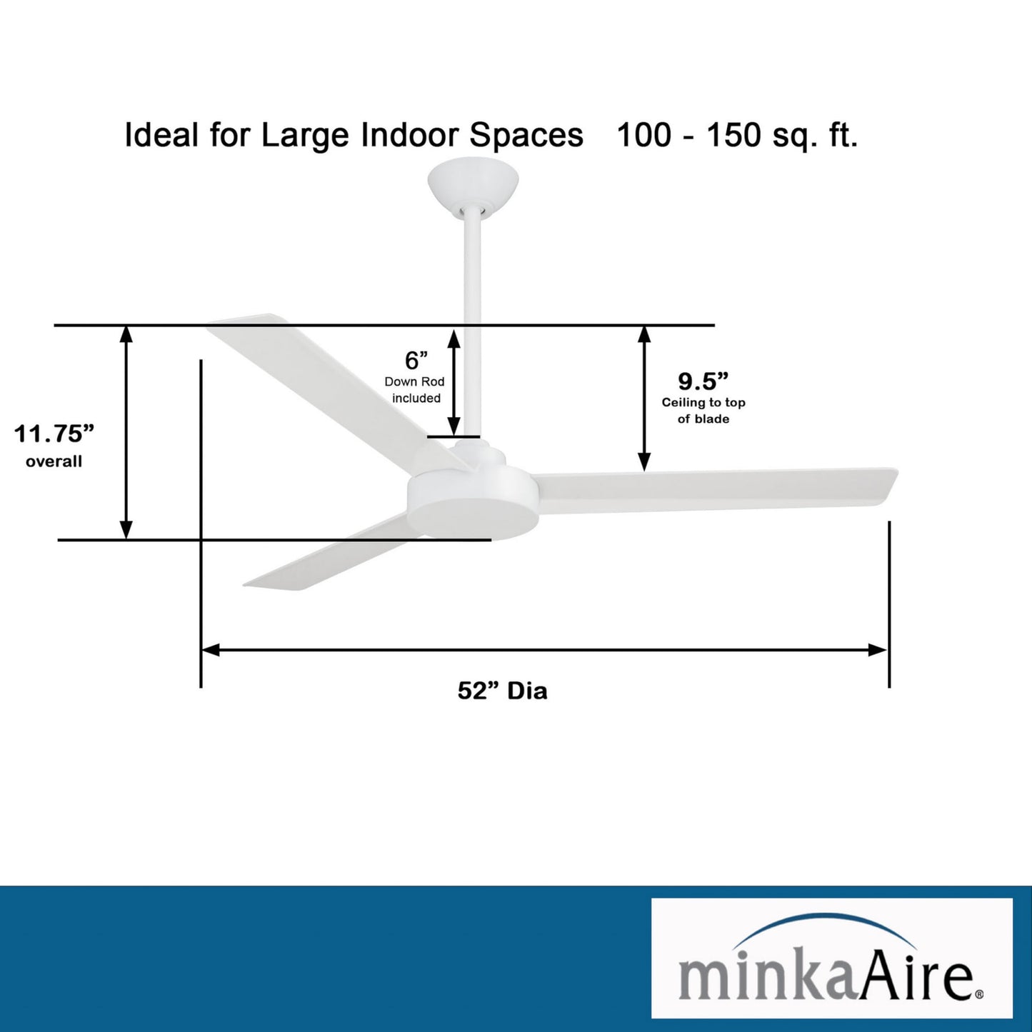 Minka-Aire F524-WHF Roto 52" Ceiling Fan with Wall Control, Flat White