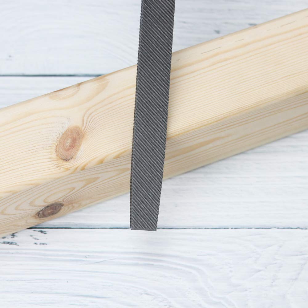 KALIM 6” Flat Medium Cut Hand File, Double Cut High Carbon Steel, Without Handle, for Wood, Metal & Sharpening