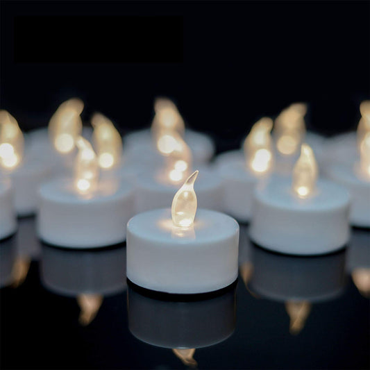 YIWER Flameless Tealight Candles, Set of 24 – Realistic Flickering Warm White LED Tea Lights for Parties, Halloween, Festivals, Cozy Decor
