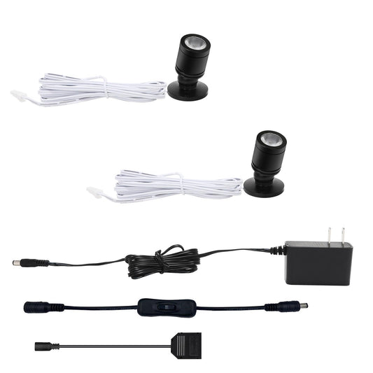 **Taysing LED Mini Spotlights Indoor Accent Lights for Display, Art, Plants & Shelves, Soft White, Push Switch, 2-Pack**