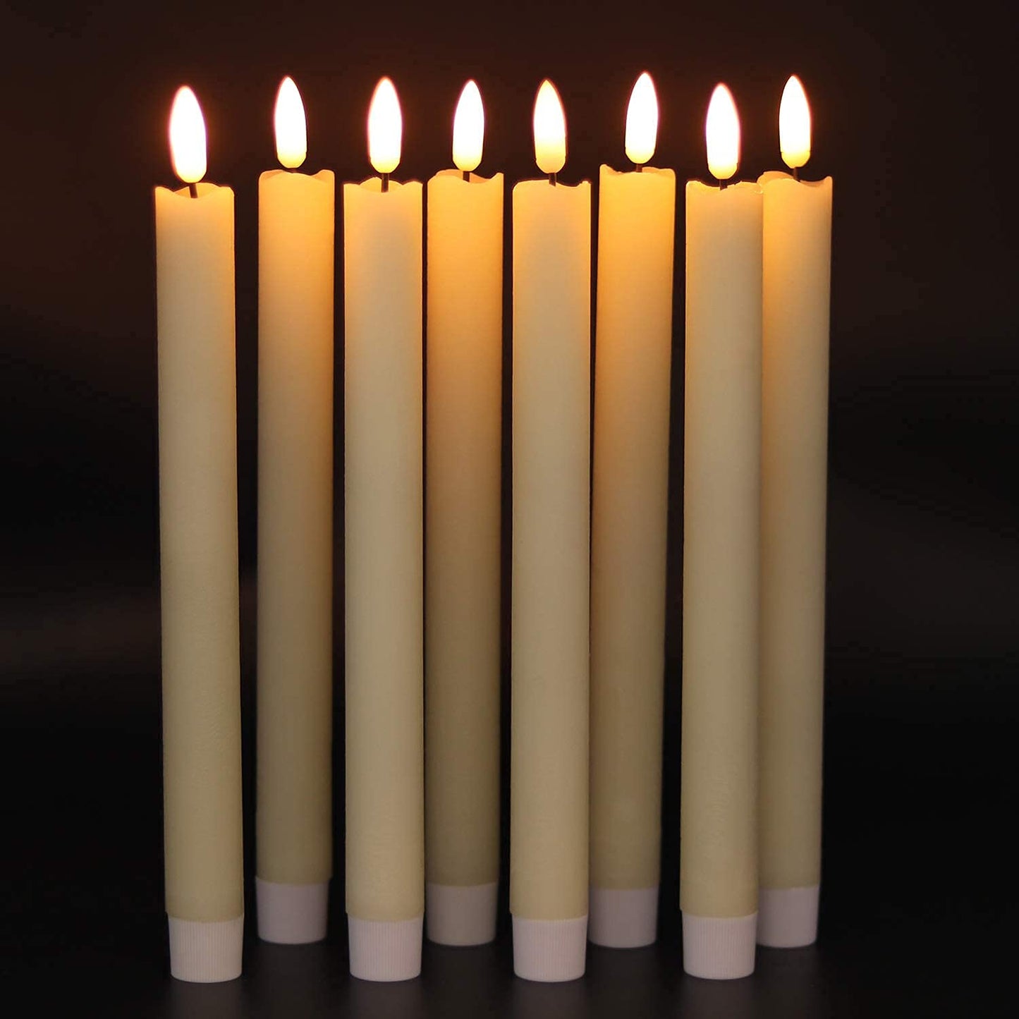 GenSwin Flameless Ivory Taper Candles, Set of 6 – Flickering LED with 10-Key Remote, Battery Operated Real Wax, Warm 3D Wick for Christmas & Wedding Decor