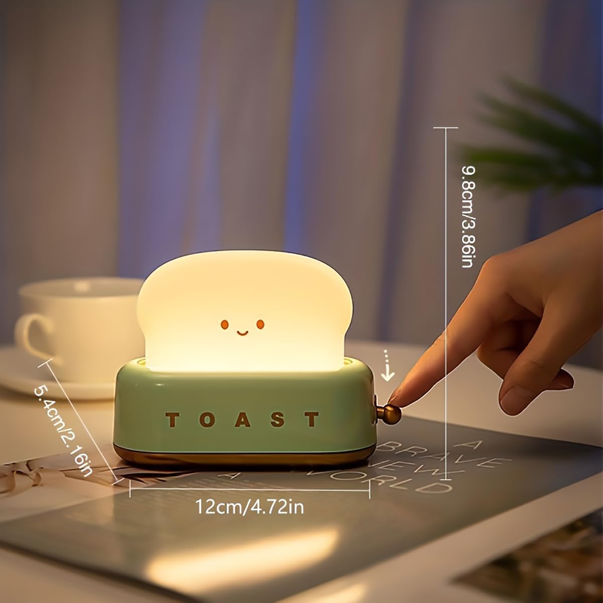 QANYI Toaster Lamp – Cute Smile Toast Night Light, Rechargeable Small Lamp for Bedroom, Desk, Living Room, Dining, Gift Decor