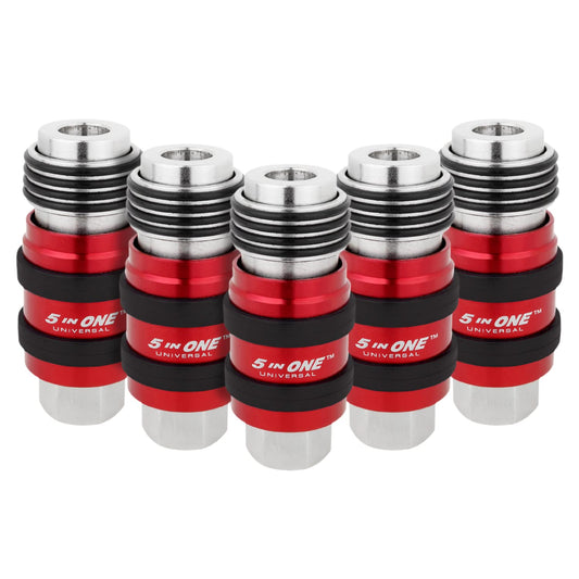 Milton 1750 Safety Exhaust Coupler, 1/4" body, 1/4" FNPT (Pack of 5) Red