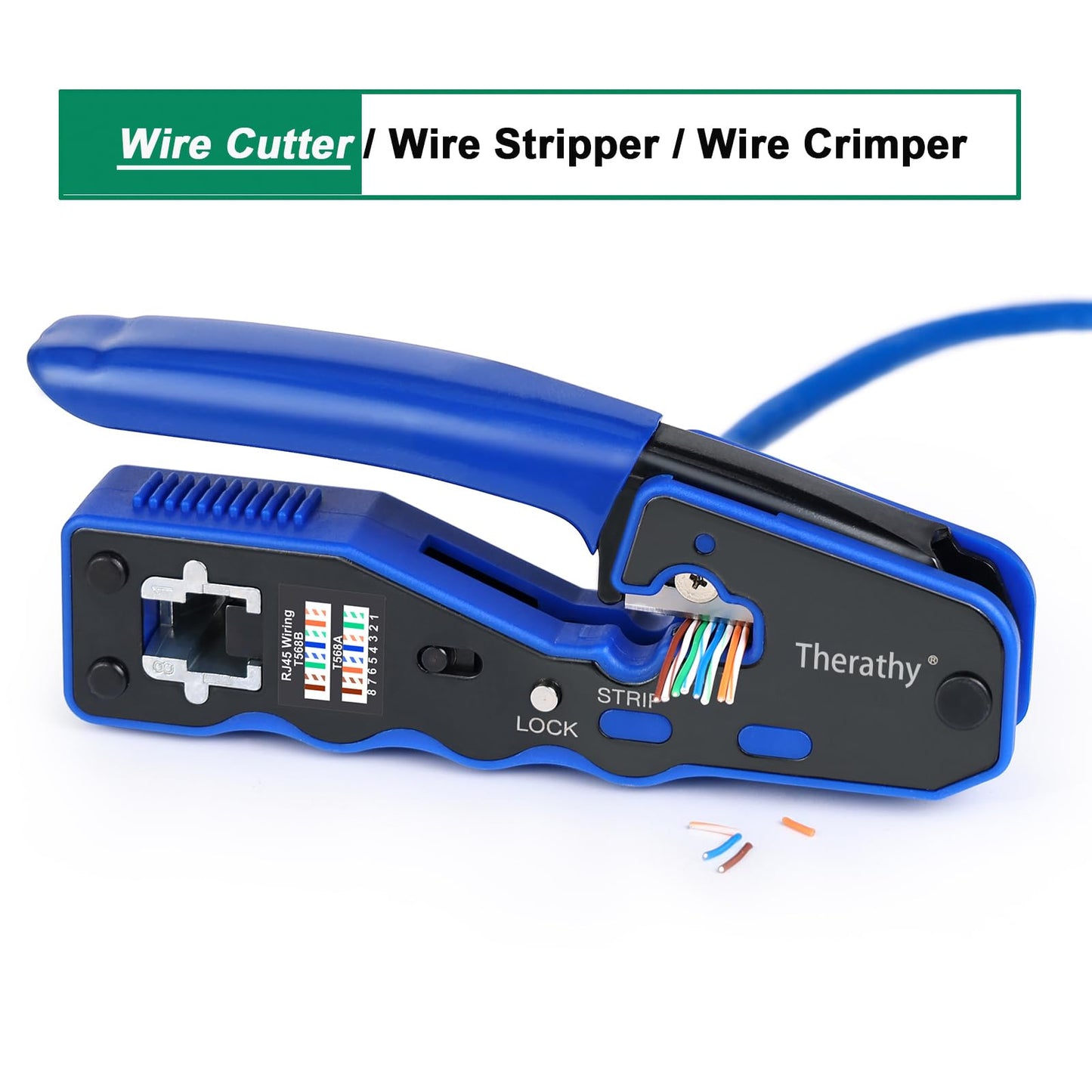 Therathy RJ45 Crimp Tool Kit, Ethernet Crimper for Pass-Through RJ45, Includes Cat6 Connectors, Cat5/Cat5e/Cat6 Network Cable Tool Set