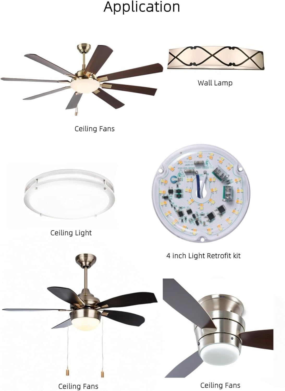 **Ledytech 4" LED Retrofit Light Kit for Ceiling Fan – 18W Dimmable Panel, 2200LM, CCT Adjustable 3000K/4500K/6000K, CRI 90, 120V**