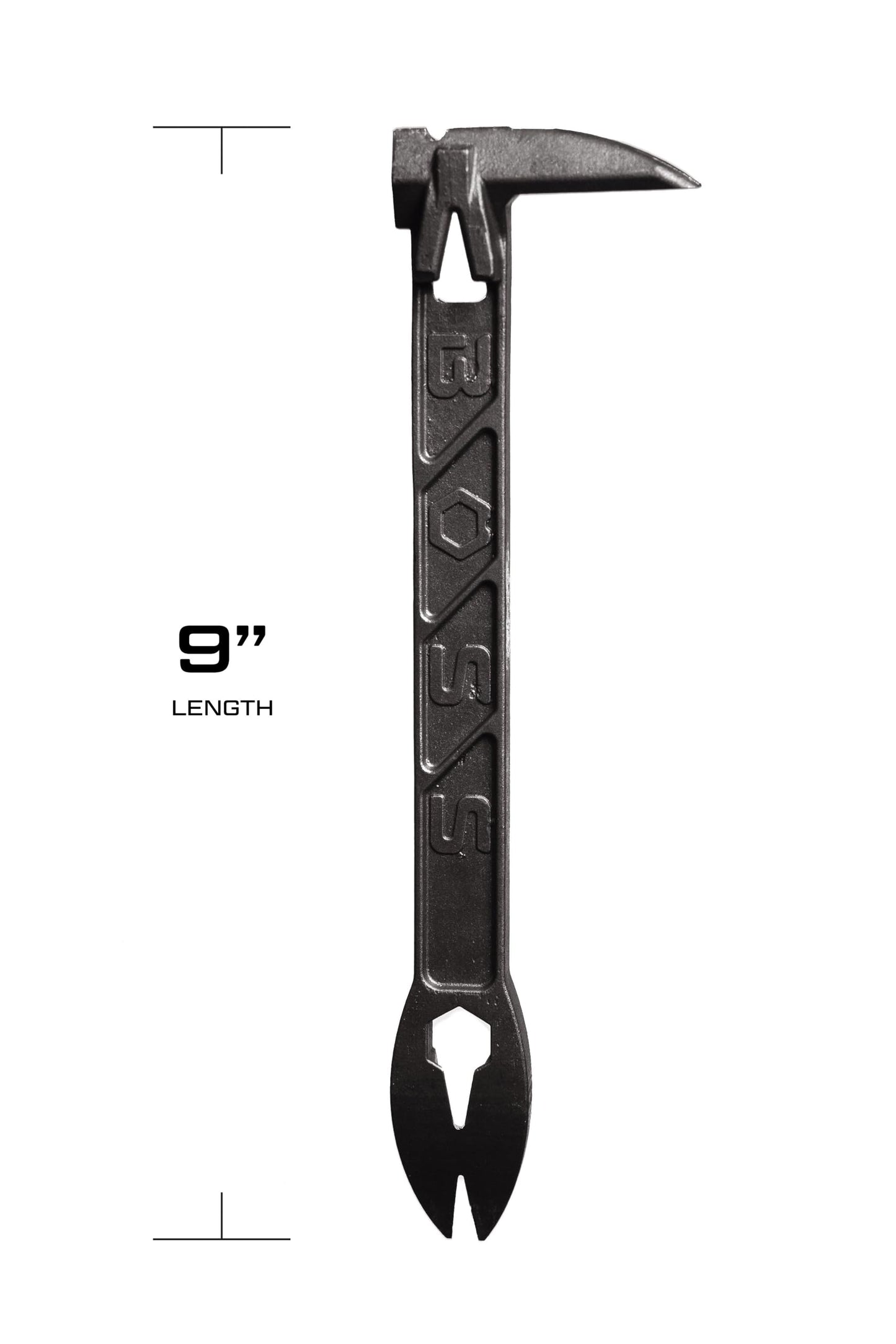 Boss Hammer 9” Boss Paw – Heavy-Duty Steel Cats Paw Nail Puller with 4-Point Pull, 13mm Wrench & Striking Face, USA Made