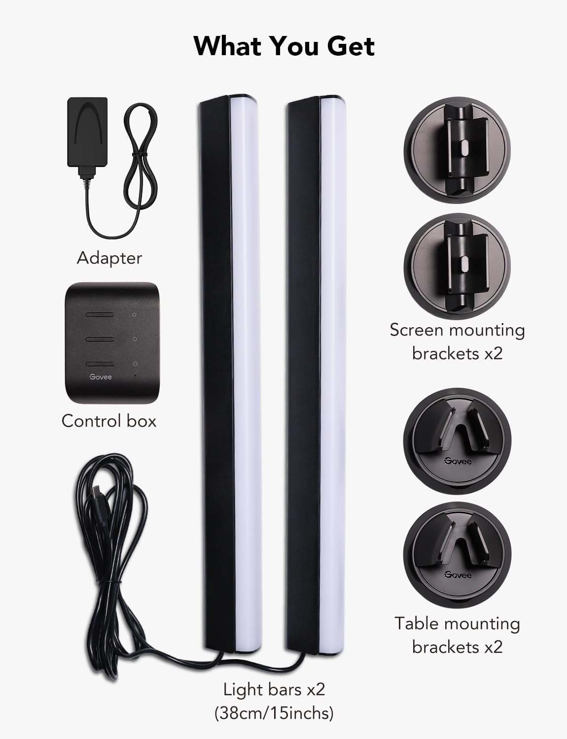 Govee 15" RGBIC WiFi TV Backlight for 45-70" TVs, Smart Color Light Bars, Multiple Placement Options, Alexa & Google Assistant Compatible